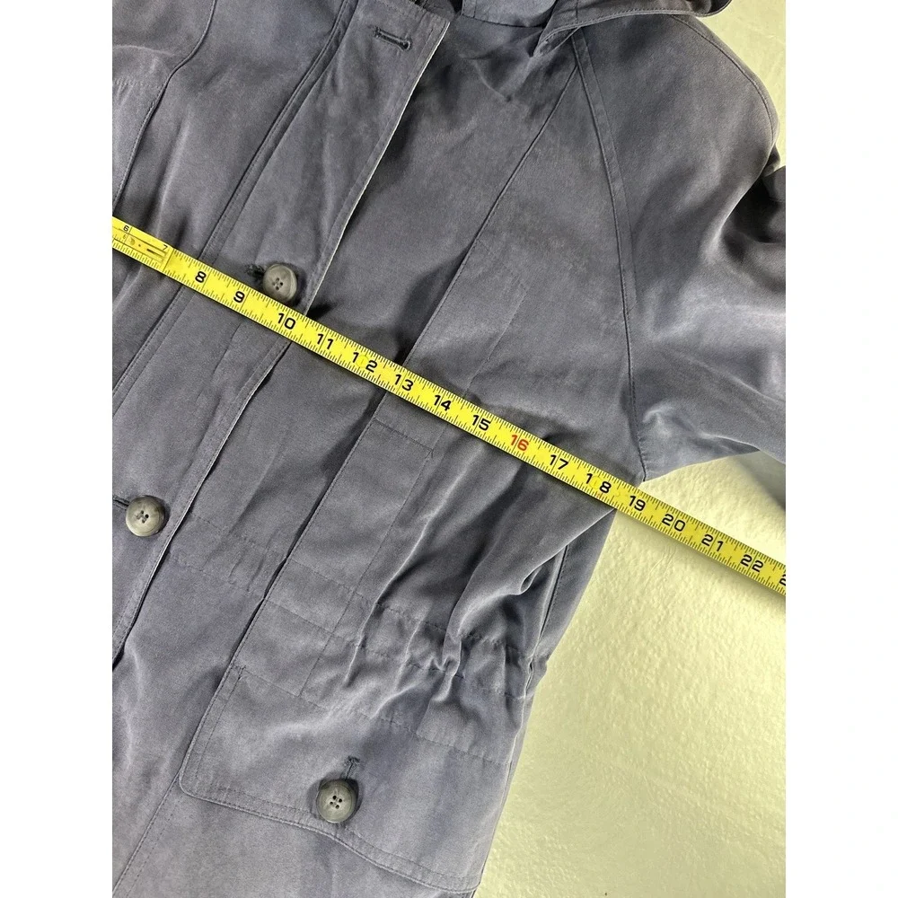 VTG Gallery Petite‎ Faux Suede Hooded Jacket PS Purple Zip Button Parka 90s